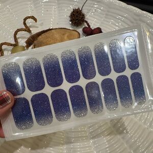 Midnight Sparkle Nail Wraps – Blue to Silver Glitter Ombre